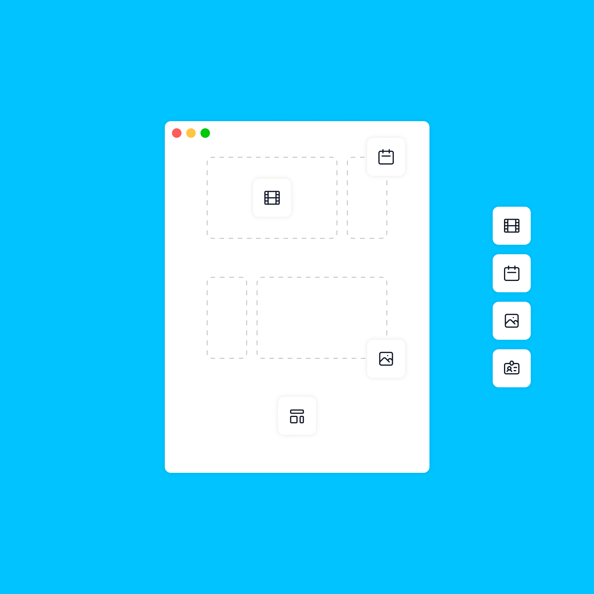 Illustration av så kallade wireframes som visar var olika innehållskomponenter placeras ut på webbsidan