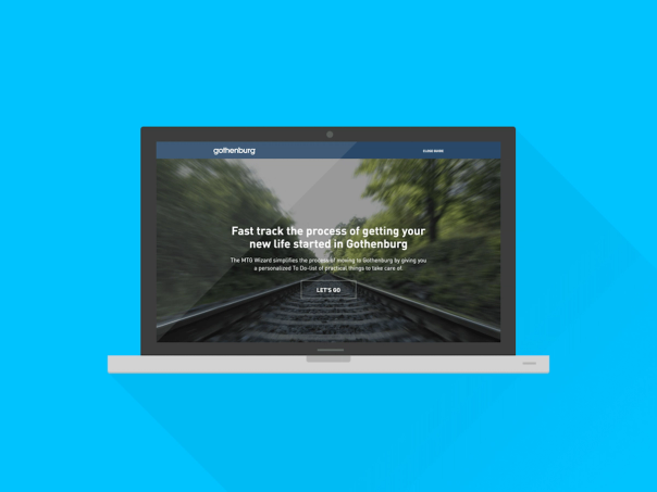 Bärbar dator med en gothenburg-webbplats: ”Fast track the process of getting your new life started in Gothenburg”