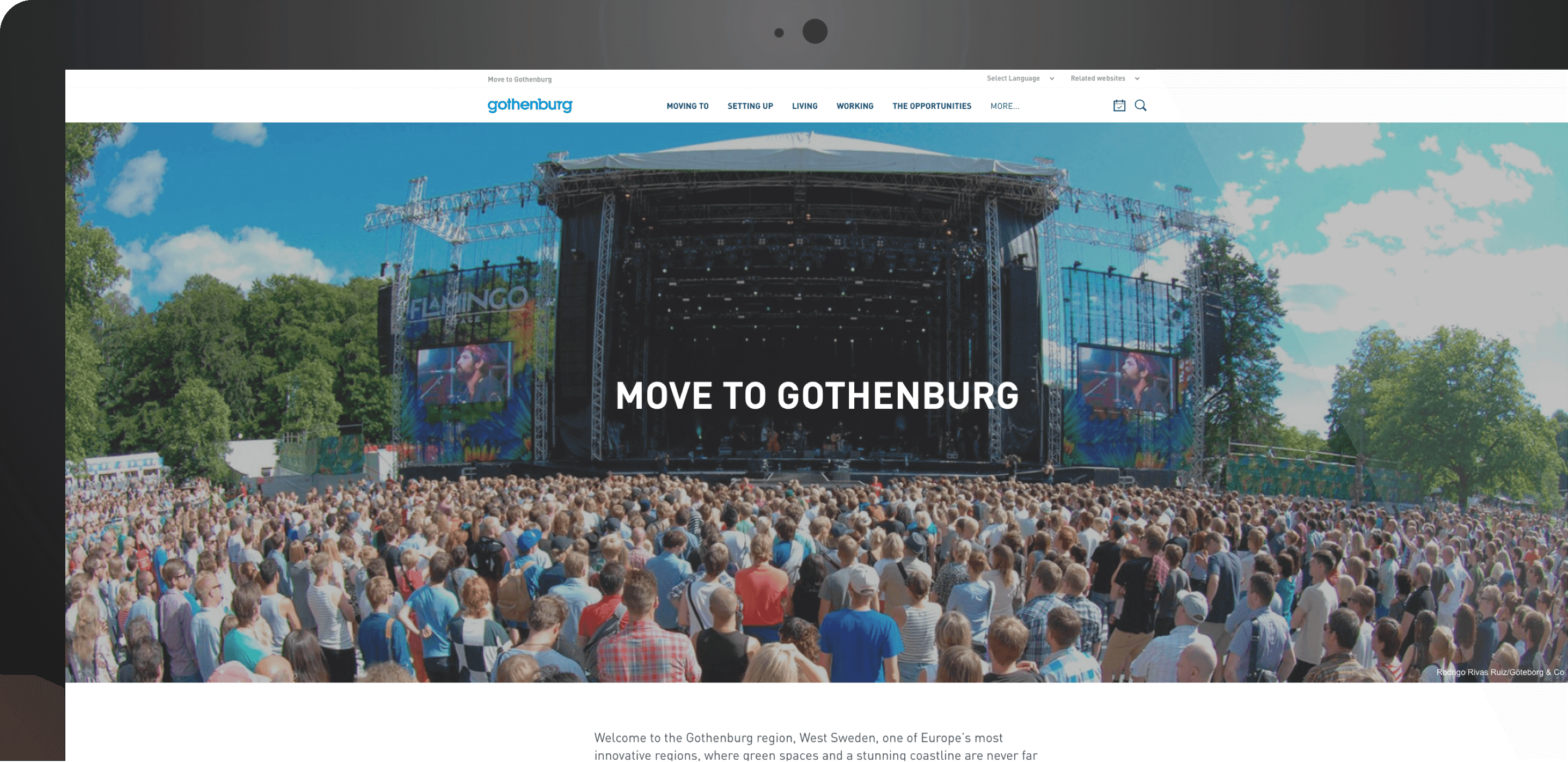 Skärmdump från move to gothenburgs webbplats