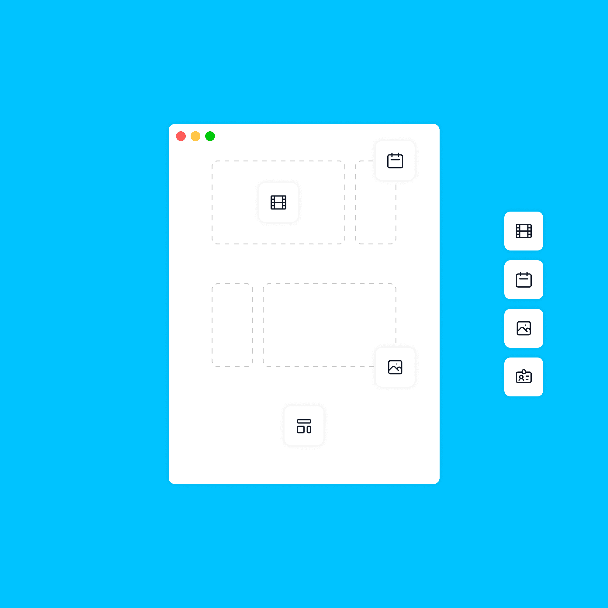 Illustration av så kallade wireframes som visar var olika innehållskomponenter placeras ut på webbsidan