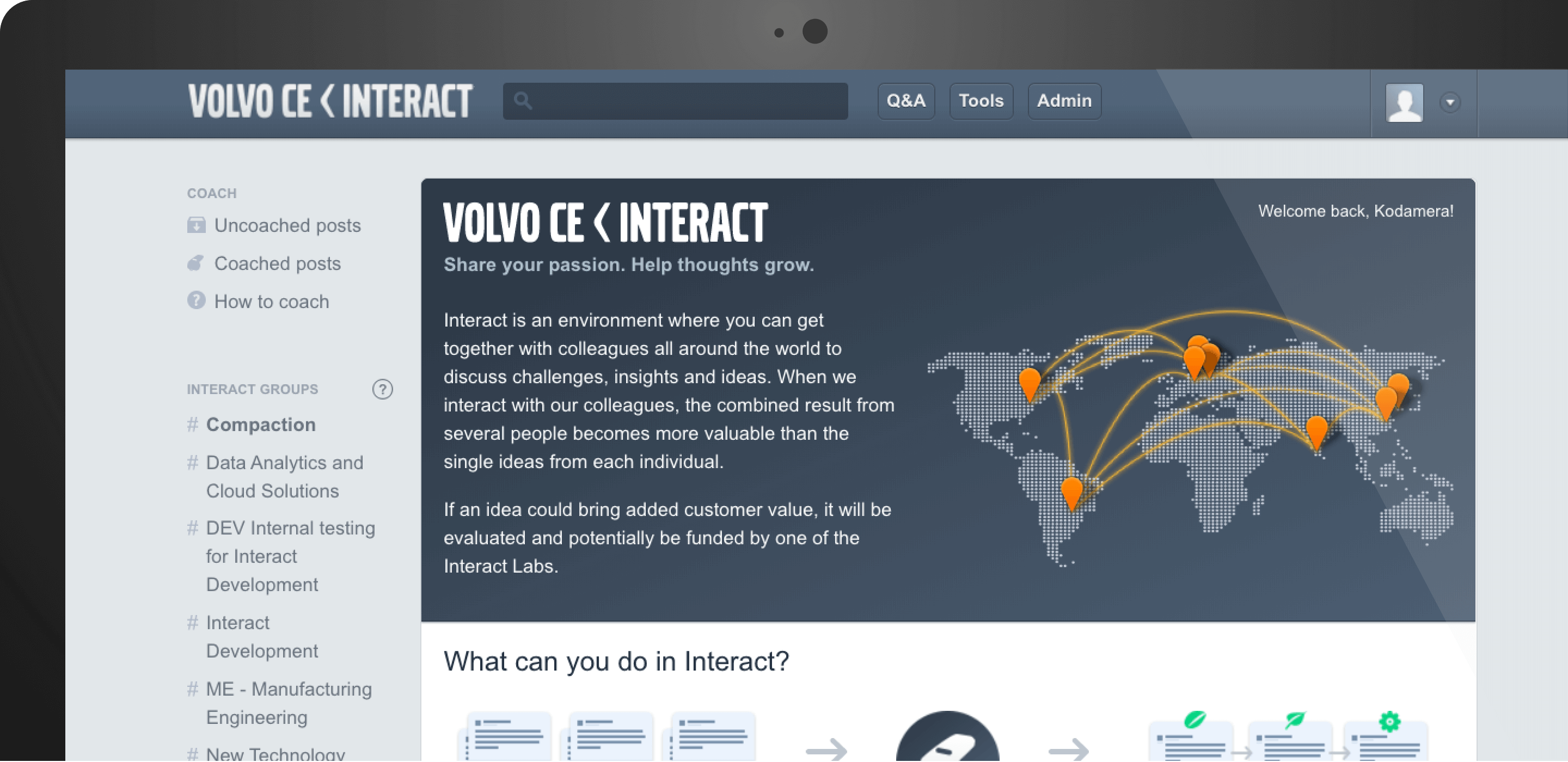 Skärmdump från Volvo CE Interacts webbplats