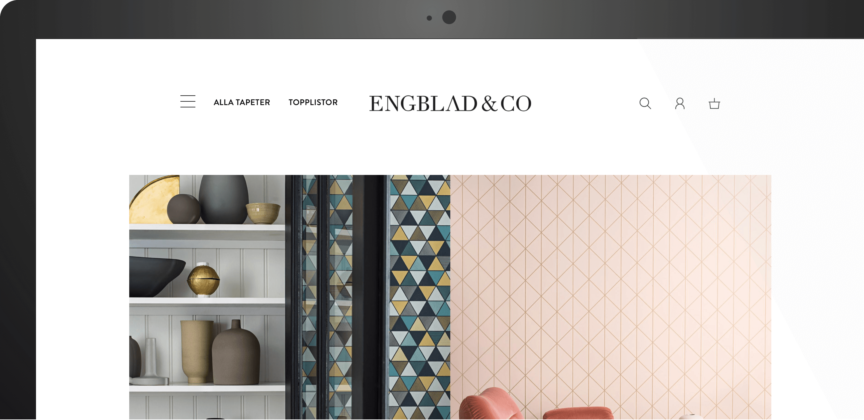 Laptop med en skärmdump från webbplatsen för Engblad & Co