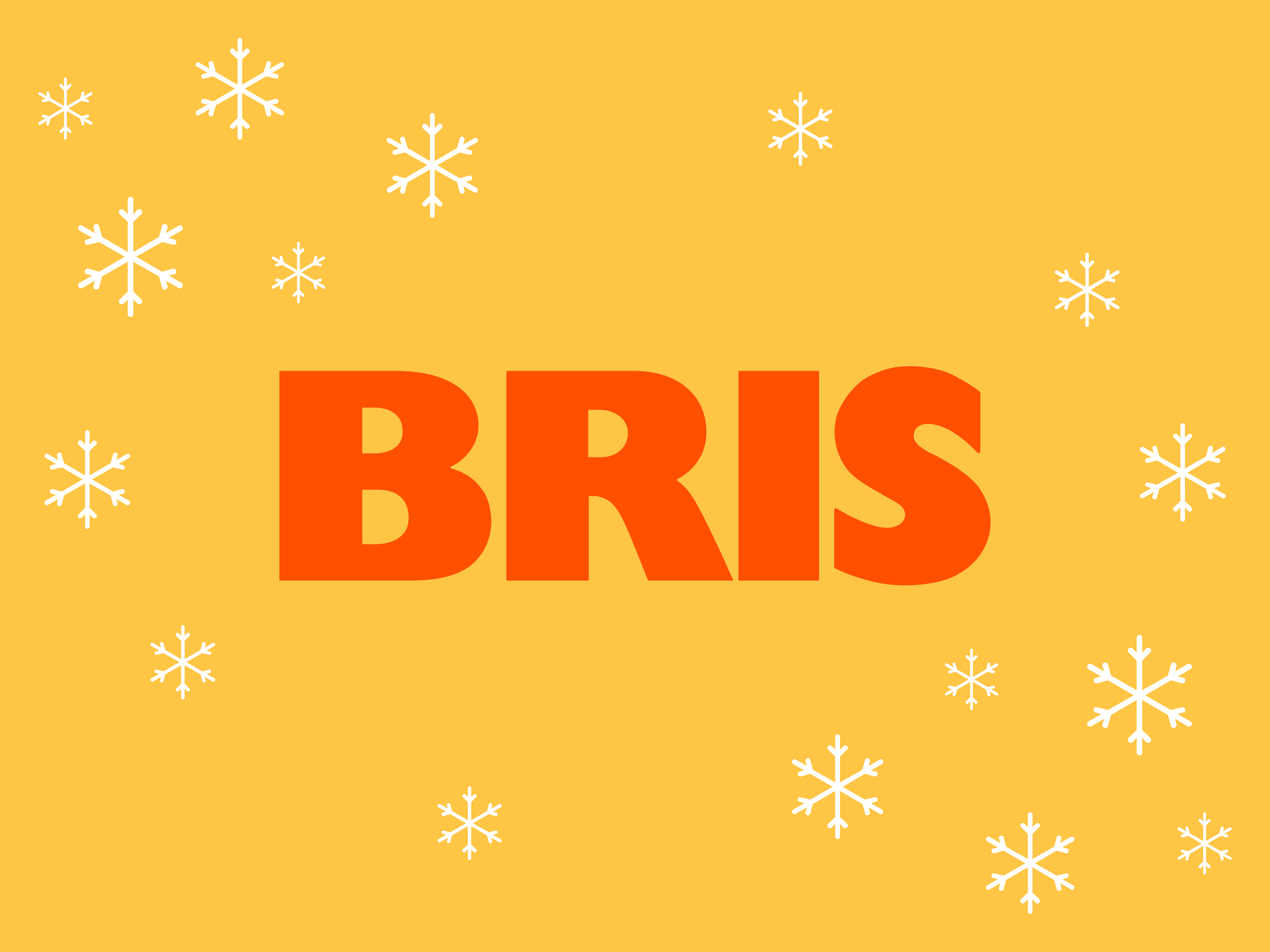 En orange bakgrund med ordet BRIS skrivet i stora röda bokstäver