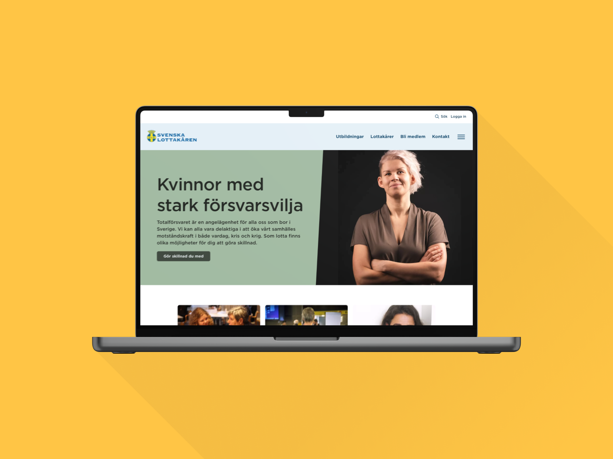 En illustration av en dator, en laptop, och på skärmen ser man den nya webbplatsen för Svenska lottakåren